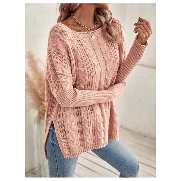 Pink Cable Knit Sweater. SHEIN. XS - Picture 4 of 4